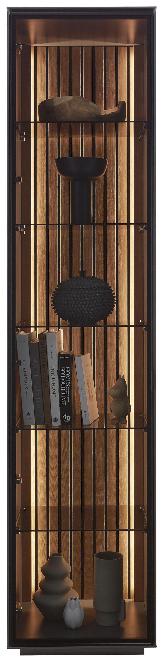 VITRINE RIANI in furniert Eiche Anthrazit  - Anthrazit/Schwarz, Design, Glas/Holz (45,8/198,6/40cm) - Dieter Knoll
