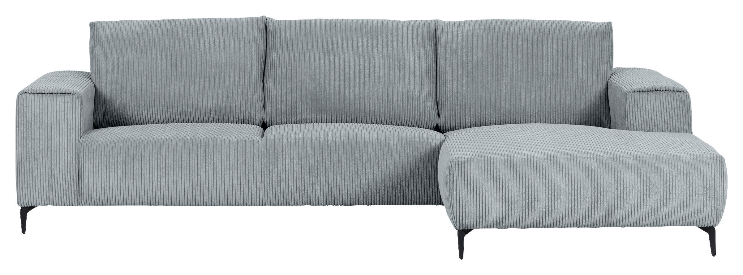 ECKSOFA in Cord Hellgrau  - Hellgrau/Schwarz, Konventionell, Textil/Metall (285/170cm) - Carryhome