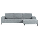 ECKSOFA in Cord Hellgrau  285/170 cm  - Hellgrau/Schwarz, KONVENTIONELL, Textil/Metall (285/170cm) - Carryhome