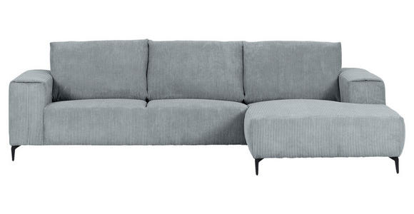 ECKSOFA  in Cord Hellgrau  285/170 cm  - Hellgrau/Schwarz, KONVENTIONELL, Textil/Metall (285/170cm) - Carryhome