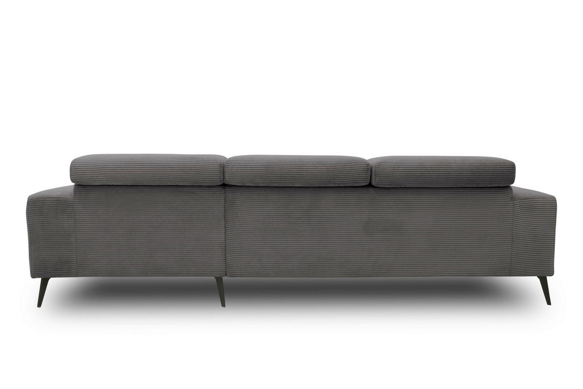 ECKSOFA TRENTO Grau Mikrofaser  - Dunkelgrau/Schwarz, MODERN, Textil/Metall (287/175cm) - MID.YOU