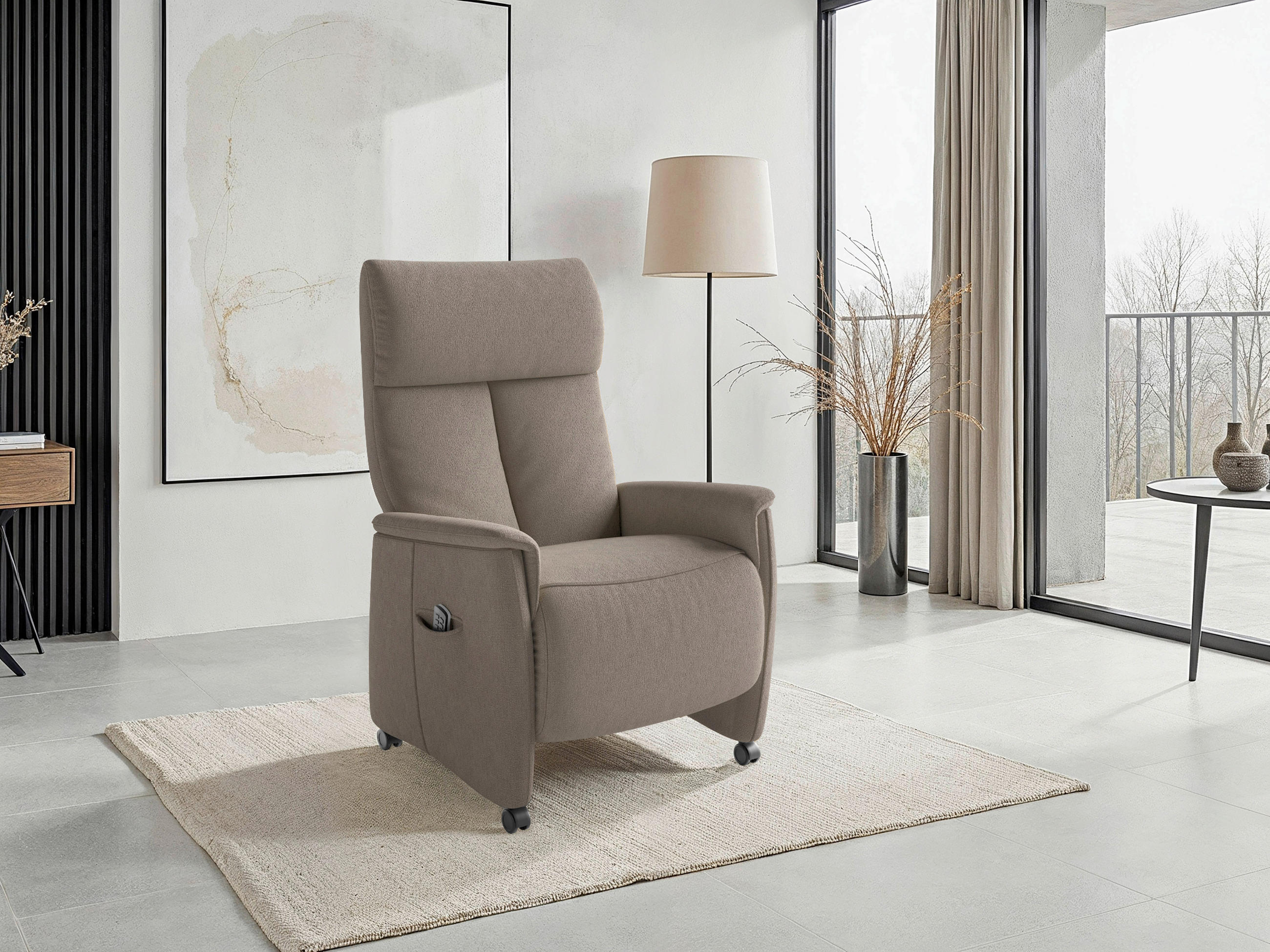 RELAXSESSEL Textil Taupe  - Taupe/Schwarz, Basics, Kunststoff/Textil (76/114/84cm) - Sit & More