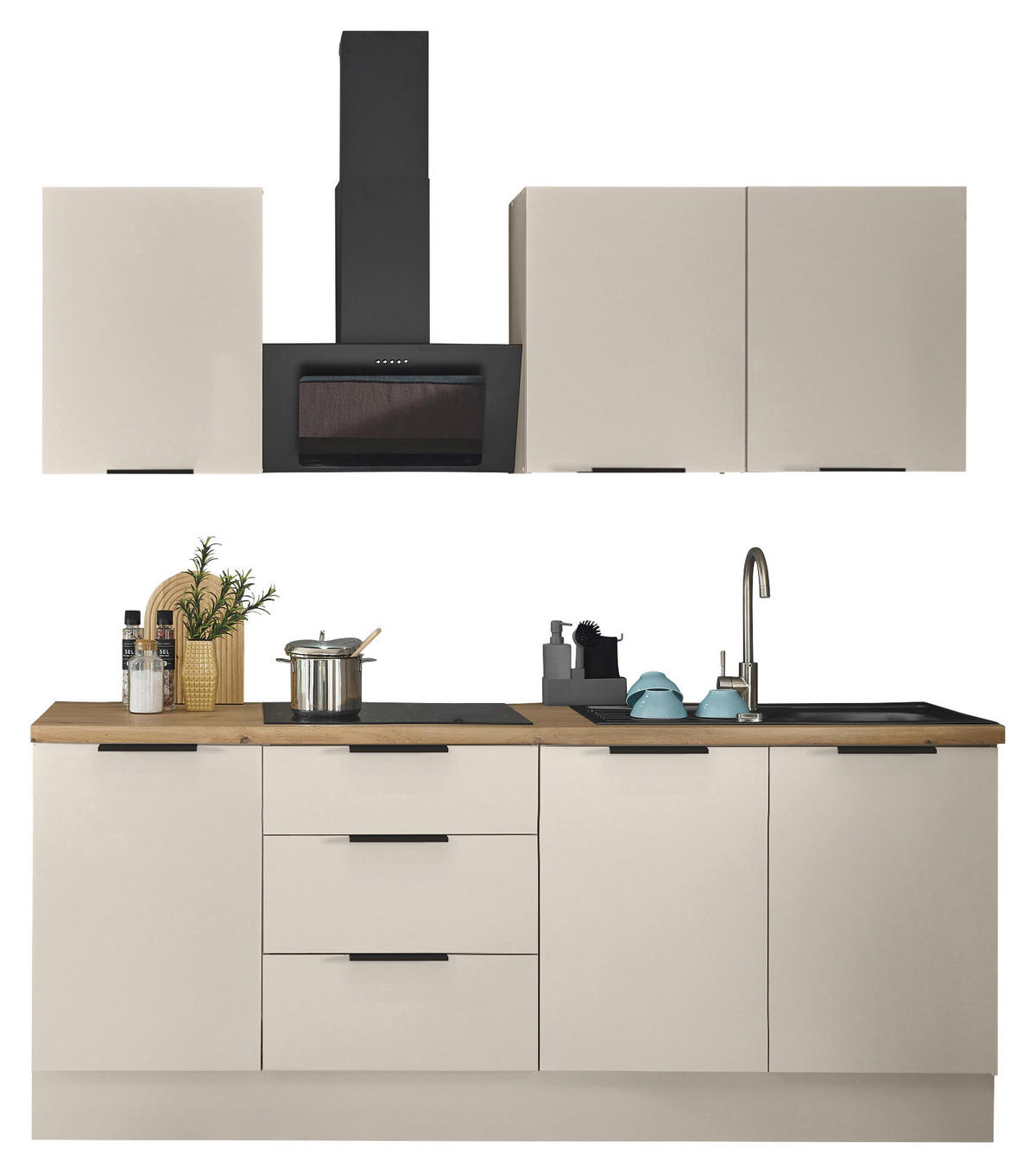 KÜCHENLEERBLOCK   in Kaschmir  - Kaschmir/Schwarz, Basics, Holzwerkstoff/Metall (210/211/60cm) - Xora