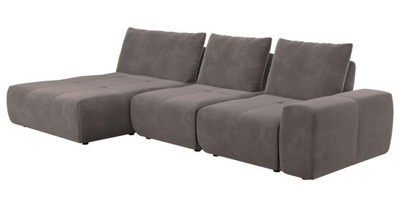 ECKSOFA in Velours Braun 174/347 cm - Schwarz/Braun, Design, Kunststoff/Textil (174/347cm) - Xora