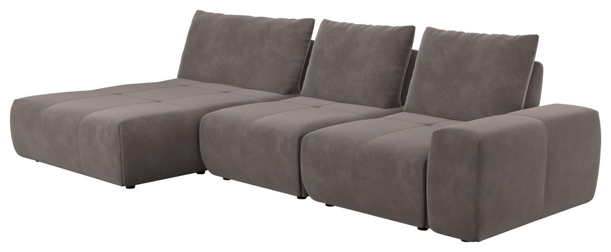ECKSOFA in Velours Braun  - Schwarz/Braun, Design, Kunststoff/Textil (174/347cm) - Xora