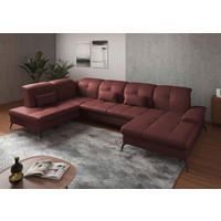 WOHNLANDSCHAFT in Vliesstoff Kombination Echtleder/Stoff Rotbraun  - Rotbraun/Schwarz, Konventionell, Leder/Textil (231/357/185cm) - Sit & More