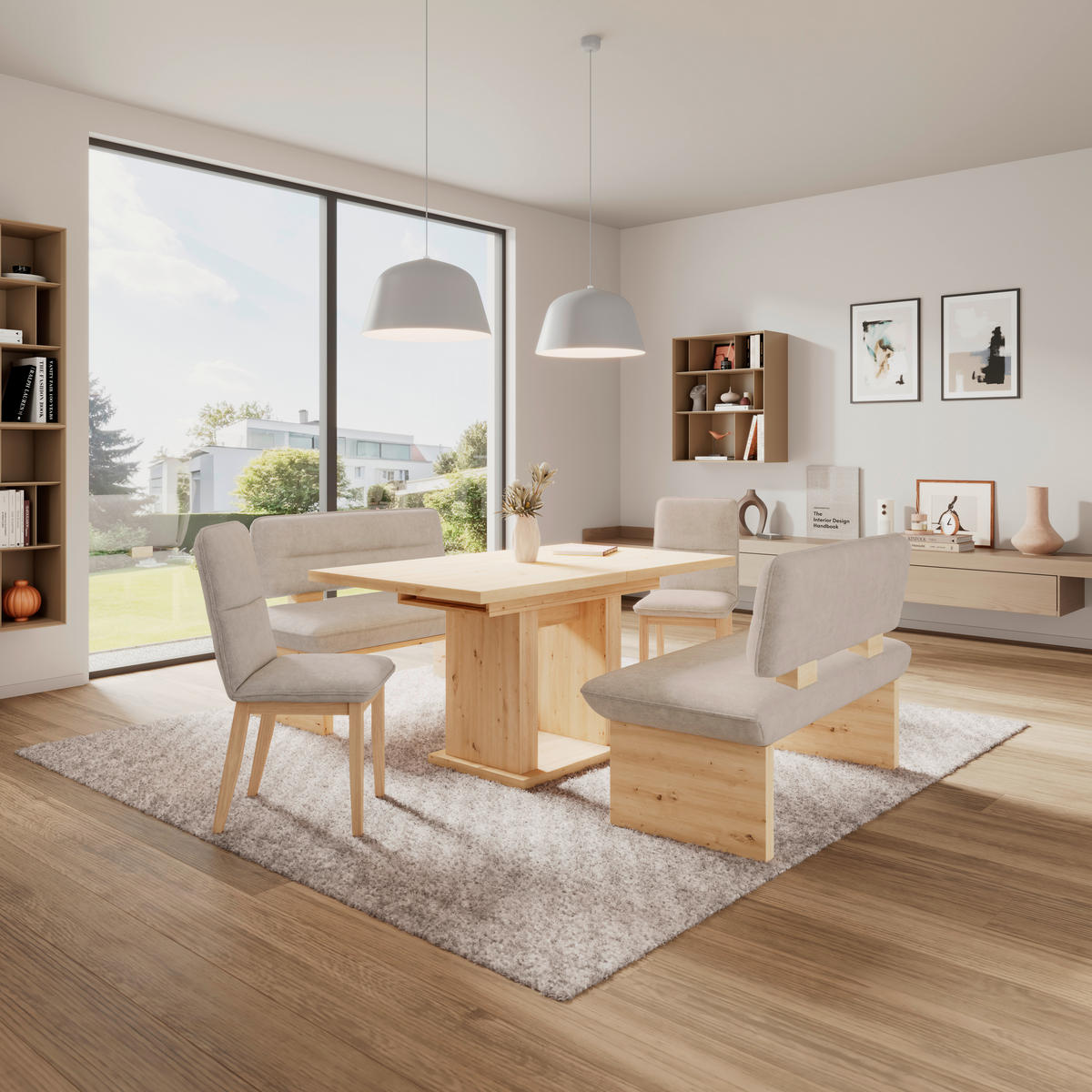 SITZBANK 120/87/67 cm Webstoff Beige  - Eichefarben/Beige, KONVENTIONELL, Textil (120/87/67cm) - James Wood