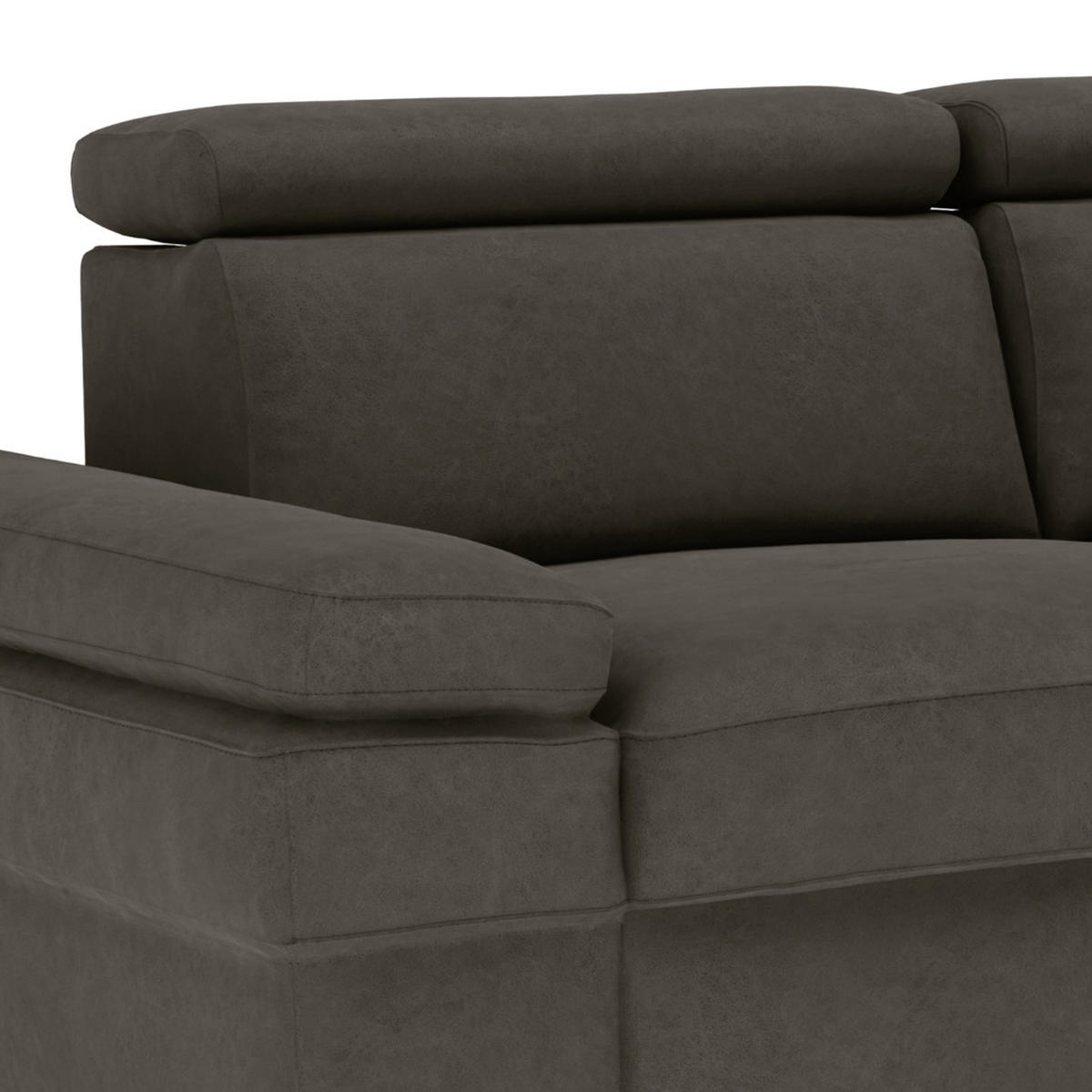 ECKSOFA in Mikrofaser Anthrazit  - Anthrazit/Silberfarben, Konventionell, Textil/Metall (182/82/260cm) - Trendmanufaktur