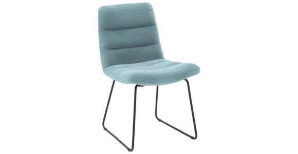 STUHL  in Cord Textil  - Schwarz/Hellblau, Design, Textil/Metall (52/88/66cm) - Dieter Knoll