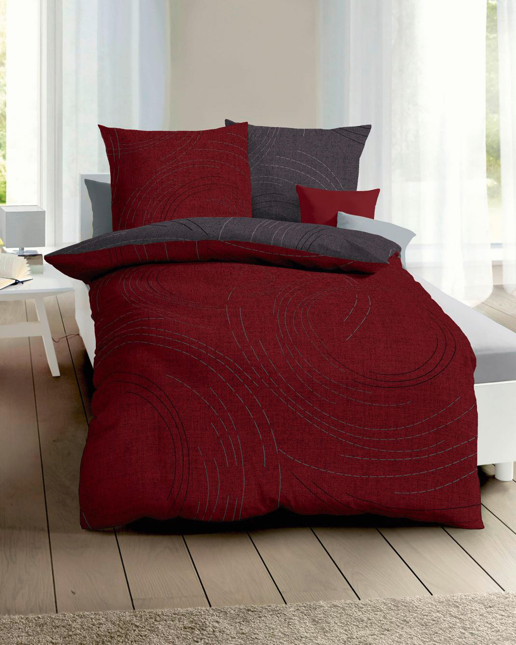 BETTWÄSCHE Makosatin 200/200 cm  - Dunkelrot, KONVENTIONELL, Textil (200/200cm) - Kaeppel