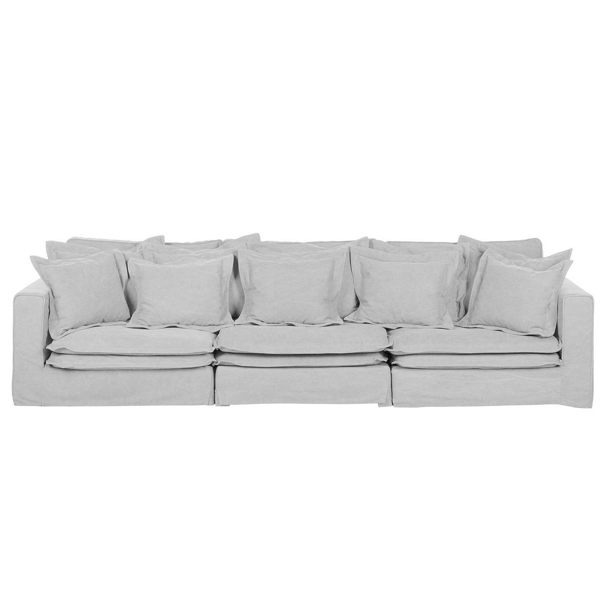 BIGSOFA Webstoff Hellgrau  - Hellgrau/Schwarz, Design, Kunststoff/Textil (338/90/119cm) - P & B