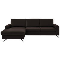 ECKSOFA in Echtleder Dunkelbraun  165/267 cm  - Dunkelbraun/Schwarz, Design, Leder/Metall (165/267cm) - Lomoco