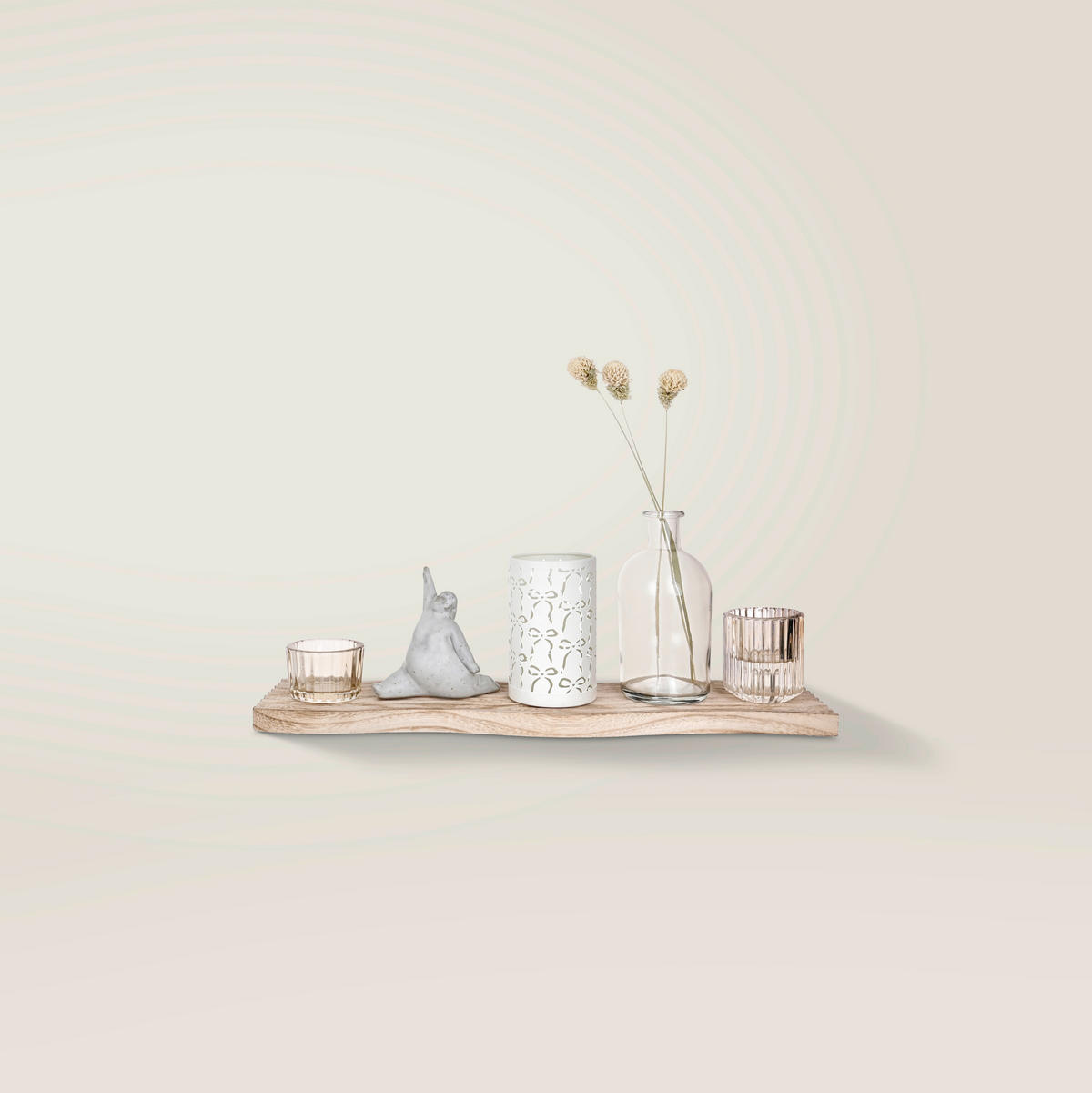 KERZENHALTER-SET - Multicolor, Design, Glas/Naturmaterialien - Ambia Home
