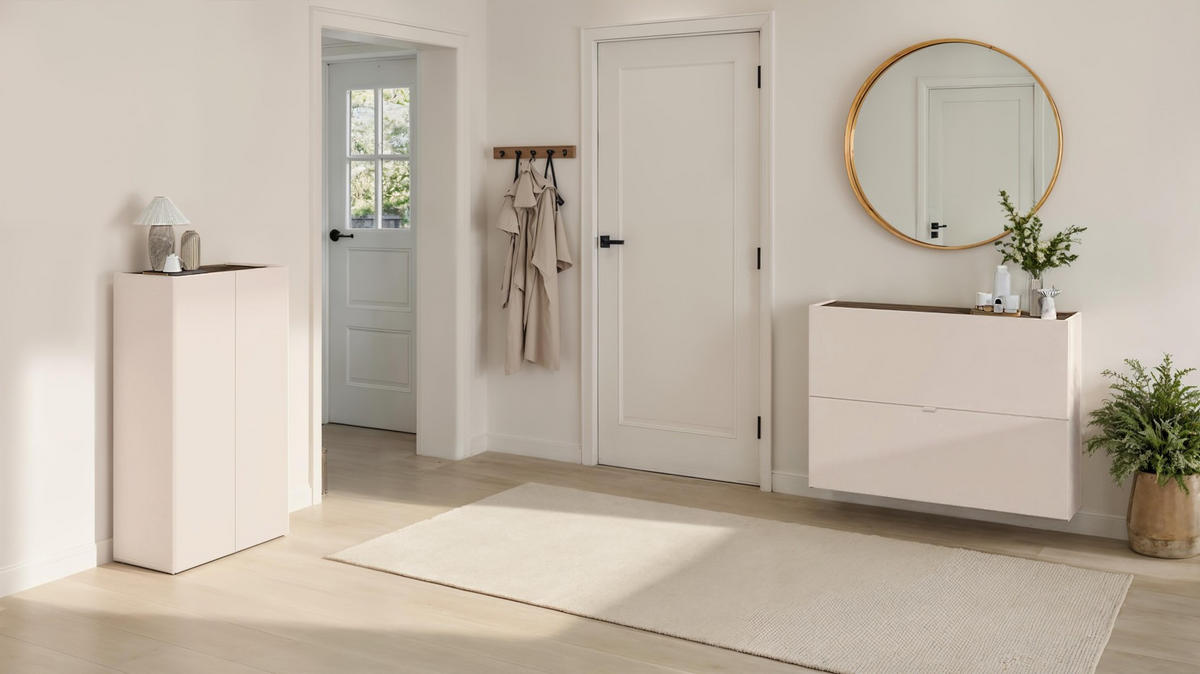 SCHUHSCHRANK Eichefarben, Kaschmir  - Kaschmir/Eichefarben, Design, Holzwerkstoff (63/114/35cm) - MID.YOU