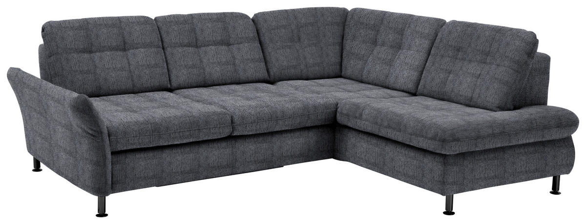 ECKSOFA in Webstoff Anthrazit  - Anthrazit/Schwarz, Konventionell, Textil/Metall (242/210cm) - Beldomo Style