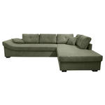 ECKSOFA in Cord Olivgrün  - Salbeigrün/Schwarz, KONVENTIONELL, Holz/Textil (298/202cm) - Carryhome