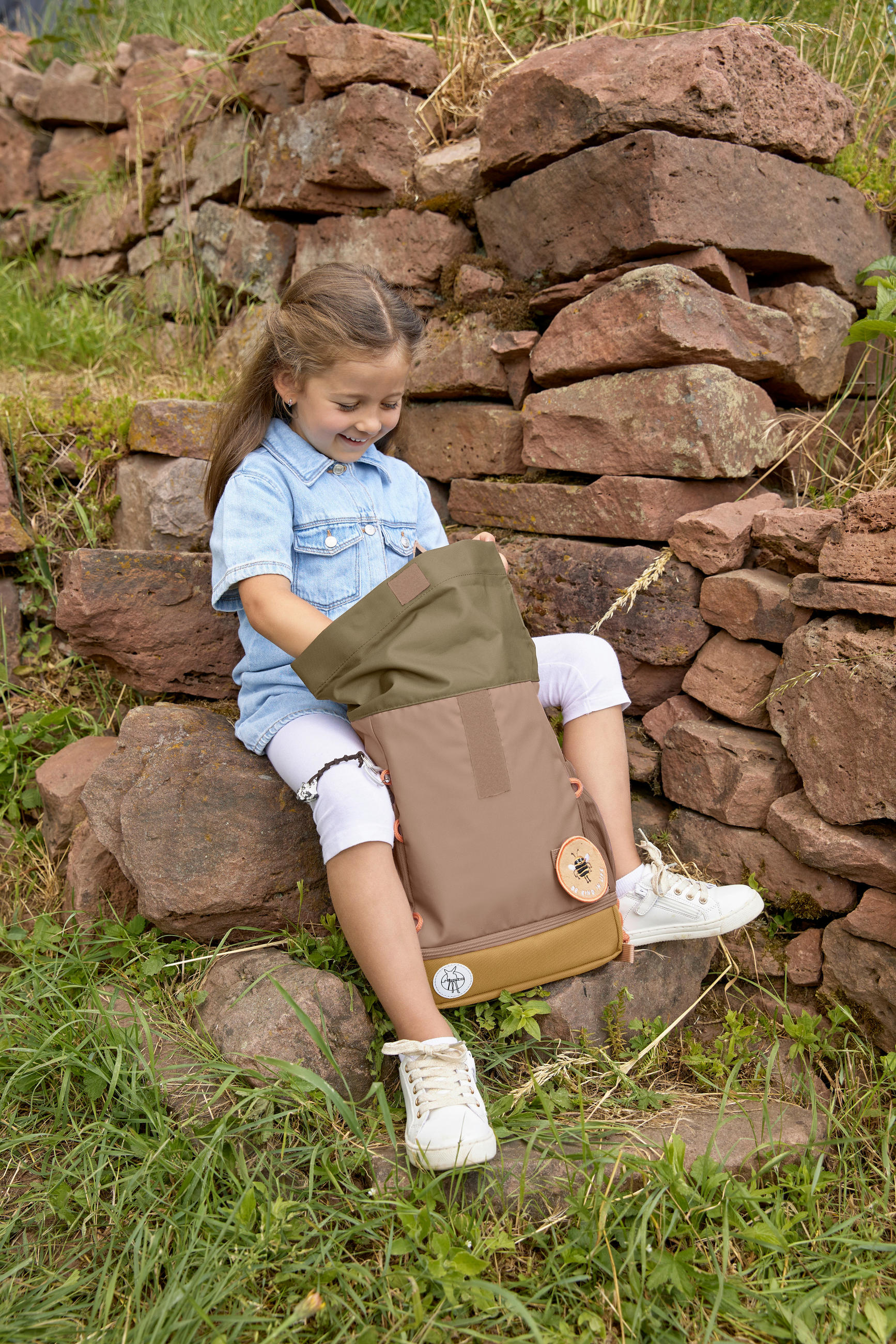 KINDERRUCKSACK Rolltop  - Hellbraun, Basics, Textil (23/11/32,5cm) - Lässig