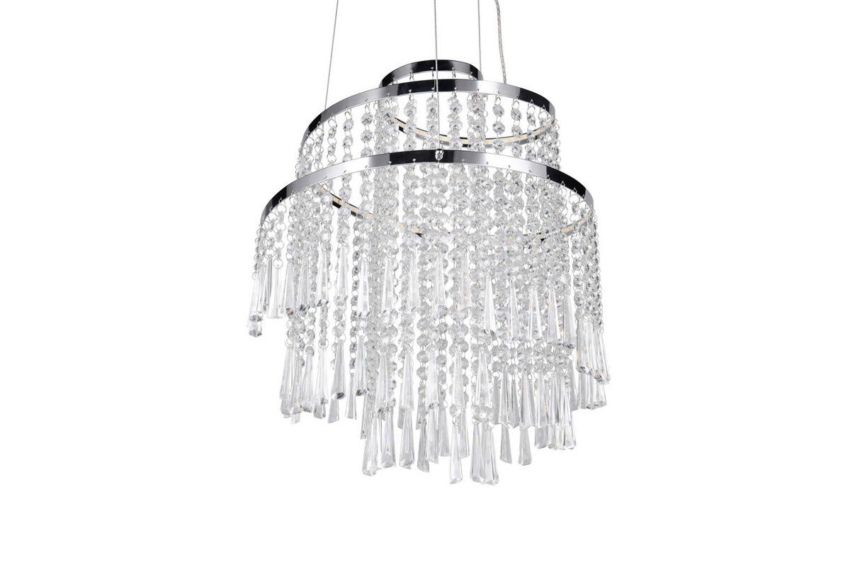 LED-HÄNGLAMPA 38/150 cm  - kromfärg/transparent, Klassisk, metall/plast (38/150cm)