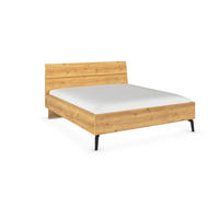 ÁGY 160/200 cm  tölgyfa színű  - tölgyfa színű/fekete, Basics, faalapú anyag/fa (160/200cm) - Novel
