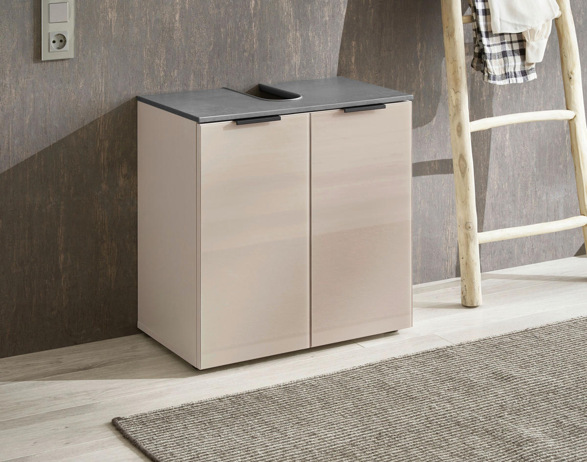 WASCHBECKENUNTERSCHRANK 60/60/35 cm  - Kaschmir/Anthrazit, Lifestyle, Glas/Holzwerkstoff (60/60/35cm) - home24