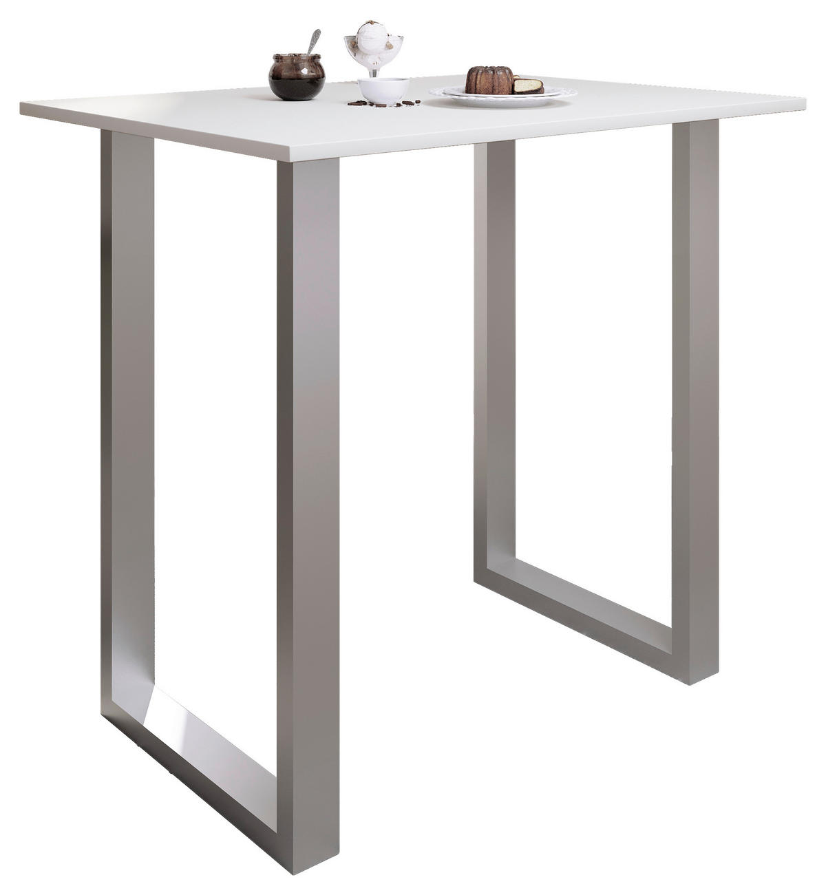 BARTISCH in Metall, Holzwerkstoff 110/102/80 cm   - Weiss/Silberfarben, Konventionell, Holzwerkstoff/Metall (110/102/80cm)