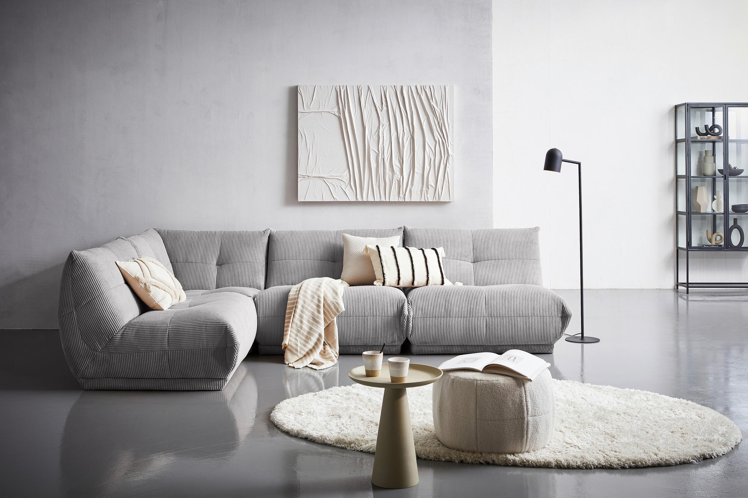 ECKSOFA in Cord Grau  210/315 cm  - Grau, Trend, Textil (210/315cm) - Livetastic