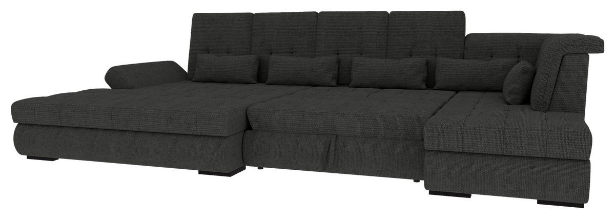 WOHNLANDSCHAFT Graphitfarben Struktur  - Schwarz/Graphitfarben, KONVENTIONELL, Kunststoff/Textil (212/358/222cm) - Carryhome