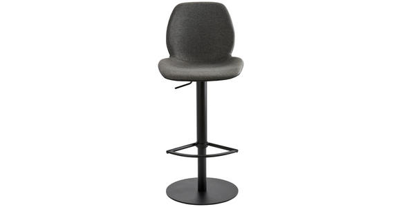 BARHOCKER Webstoff Anthrazit, Schwarz Stahl Sitzfläche 360° drehbar, abwischbar - Anthrazit/Schwarz, Design, Textil/Metall (46/84,5-109,5/50cm) - Novel
