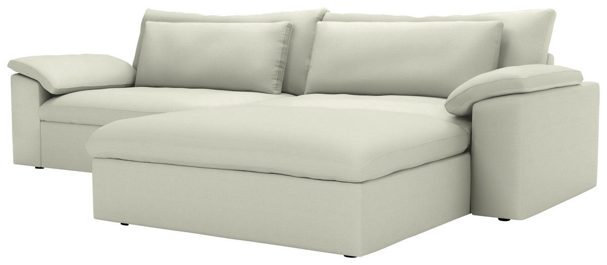 ECKSOFA  Chenille Creme  - Creme/Schwarz, Modern, Kunststoff/Textil (306/198cm) - Carryhome