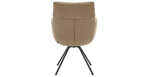 ARMLEHNSTUHL in Echtleder pigmentiert - Taupe/Schwarz, Design, Leder/Metall (60/90/61cm) - Dieter Knoll