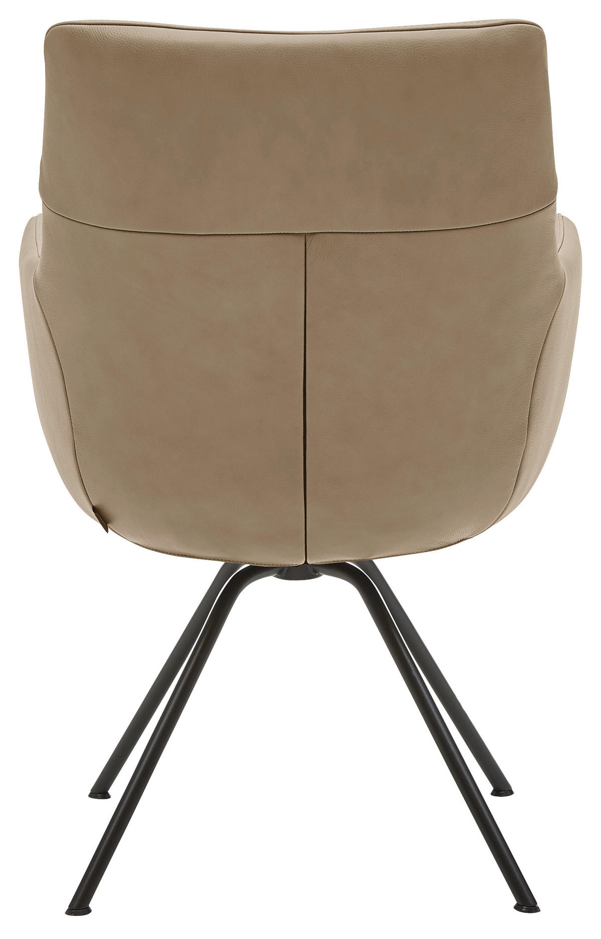 ARMLEHNSTUHL  in Echtleder pigmentiert  - Taupe/Schwarz, Design, Leder/Metall (60/90/61cm) - Dieter Knoll