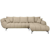 ECKSOFA 318/217 cm  in Bouclé Taupe Zierkissen, Rückenkissen, Rücken echt  318/217 cm  - Taupe/Schwarz, MODERN, Textil/Metall (318/217cm) - Carryhome