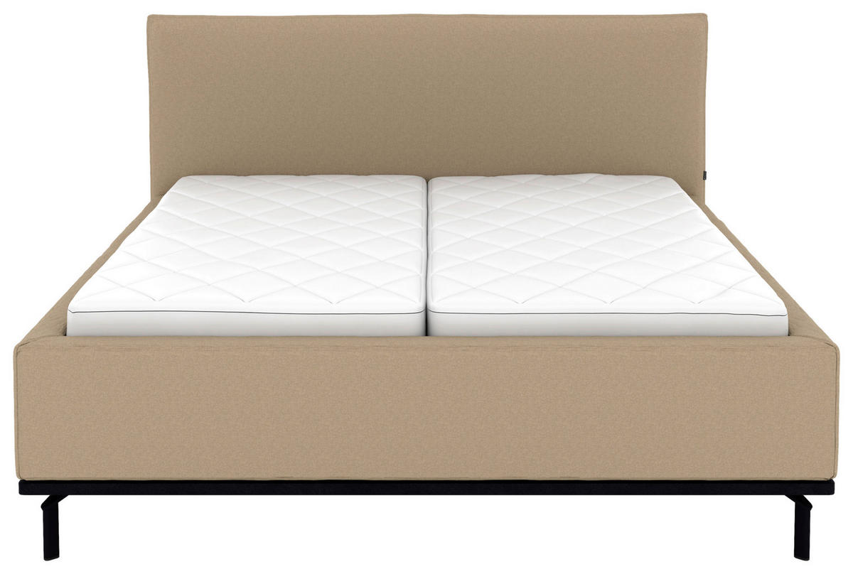 POLSTERBETT Matratze, Lattenrost, Bettkasten 180/200 cm  in Beige  - Beige/Graphitfarben, Design, Holz/Textil (180/200cm) - Musterring