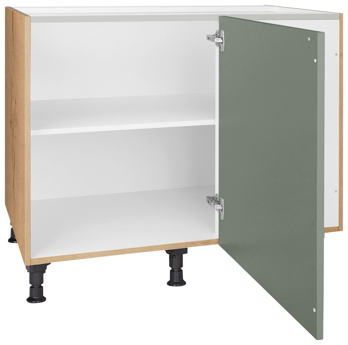ECKUNTERSCHRANK 125/87/65 cm  - Eichefarben/Schwarz, MODERN, Holzwerkstoff/Metall (125/87/65cm) - Nobilia