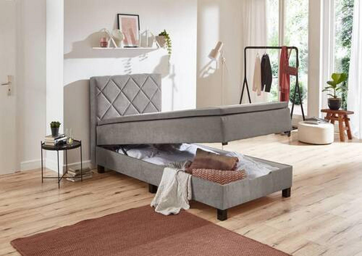 BOXSPRINGBETT 100/200 cm  in Grau  - Schwarz/Grau, KONVENTIONELL, Kunststoff/Textil (100/200cm) - Boxxx
