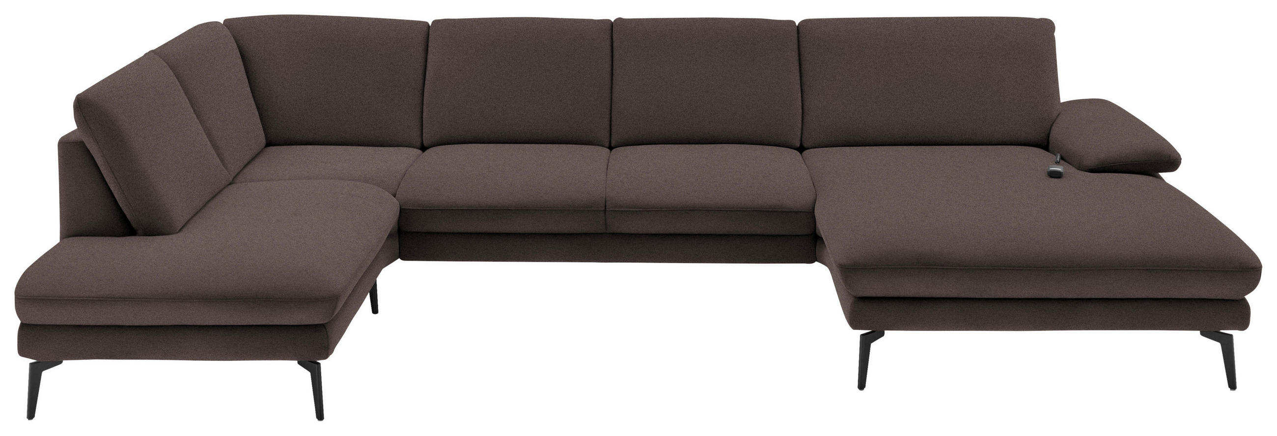 WOHNLANDSCHAFT Dunkelbraun Webstoff  - Dunkelbraun/Schwarz, Design, Textil/Metall (208/344/180cm) - Dieter Knoll