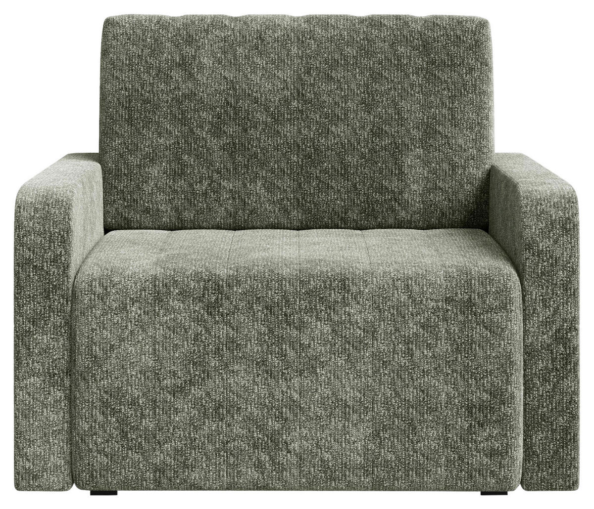 SCHLAFSESSEL Chenille Dunkelgrün Liegefunktion Rücken echt  inkl.  - Dunkelgrün/Schwarz, MODERN, Kunststoff/Textil (101/87/101cm) - Milino