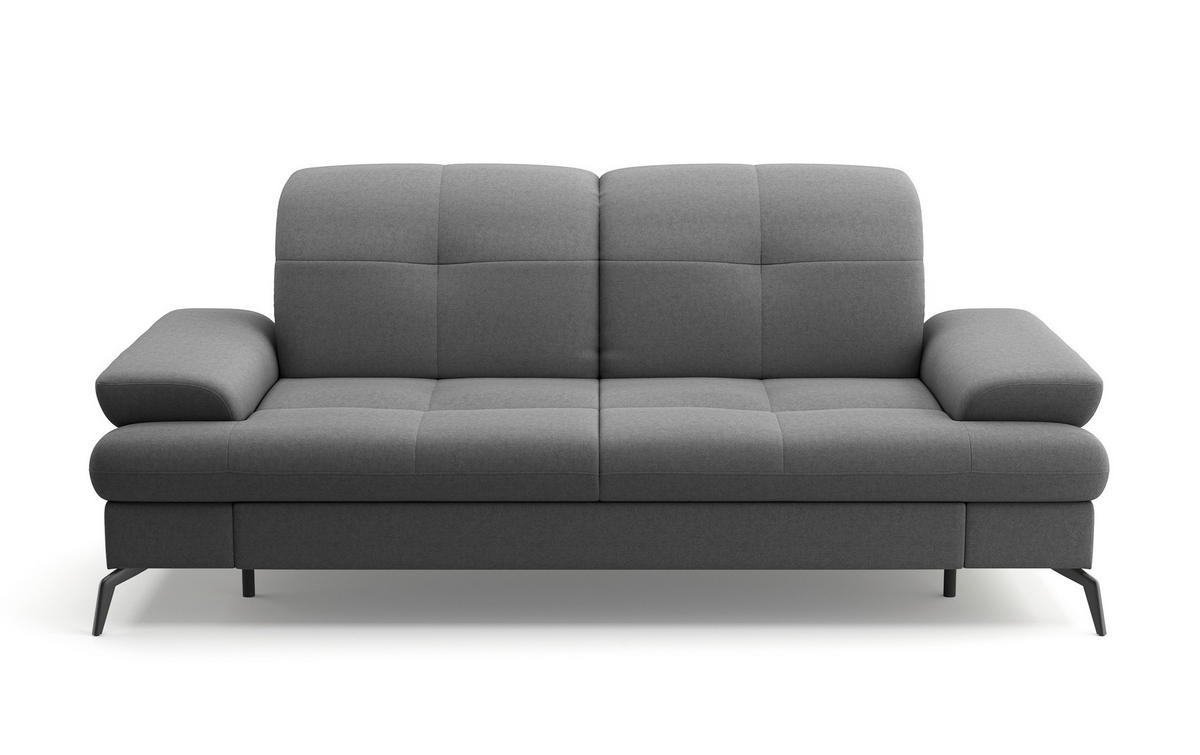 3-SITZER-SOFA Flachgewebe Dunkelgrau  - Dunkelgrau/Schwarz, Konventionell, Textil/Metall (212/90/122cm) - Sit & More