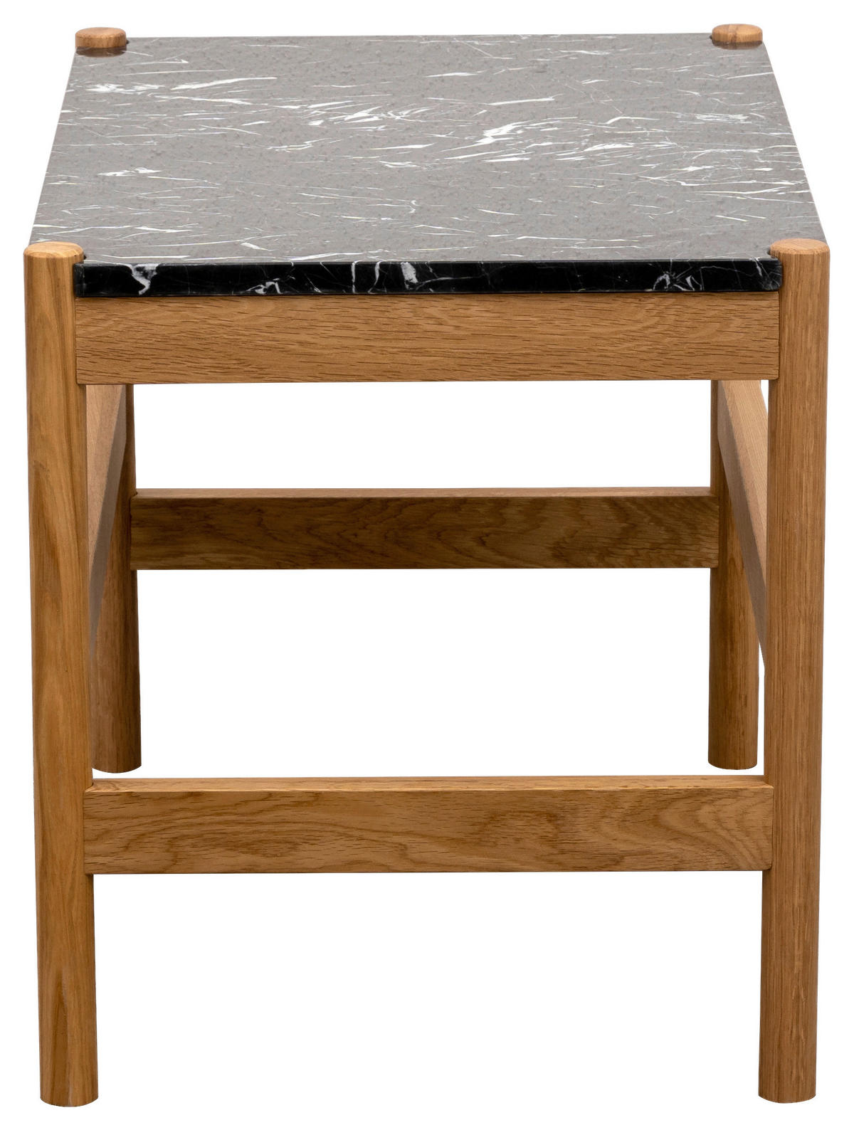 COUCHTISCH Eiche massiv Schwarz  - Schwarz/Naturfarben, MODERN, Holz/Stein (60/42/40cm) - MID.YOU