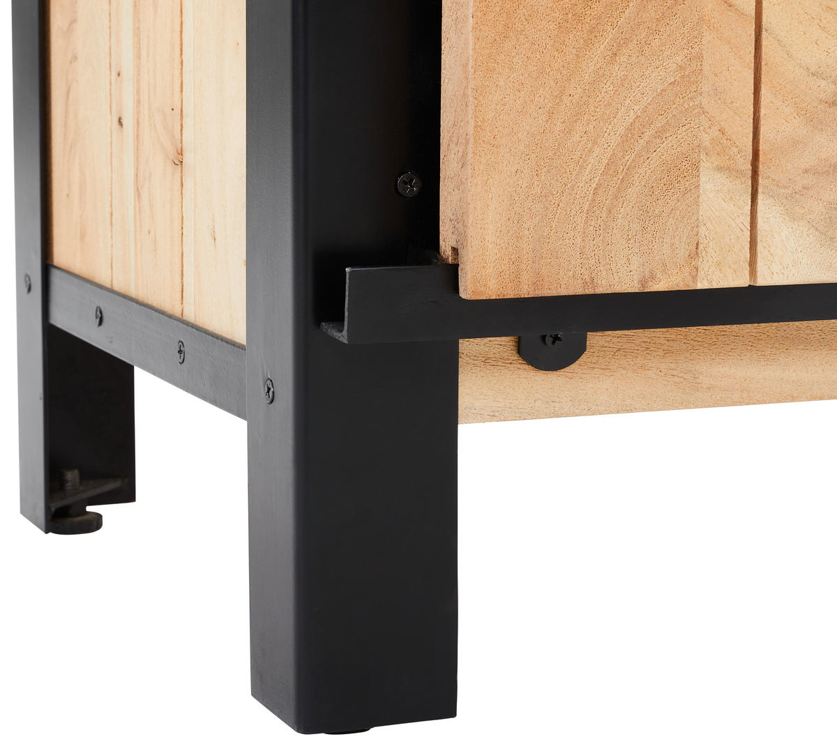 VITRINE  in massiv Akazie Hellbraun, Schwarz  - Hellbraun/Schwarz, MODERN, Glas/Holz (120/150/42cm) - MID.YOU