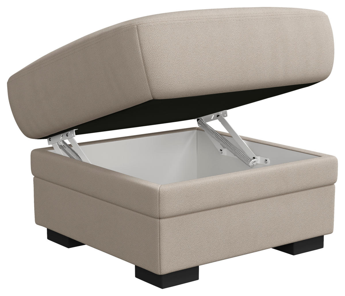 HOCKER in Textil Beige  - Beige/Schwarz, Basics, Kunststoff/Textil (68/45/68cm) - MID.YOU