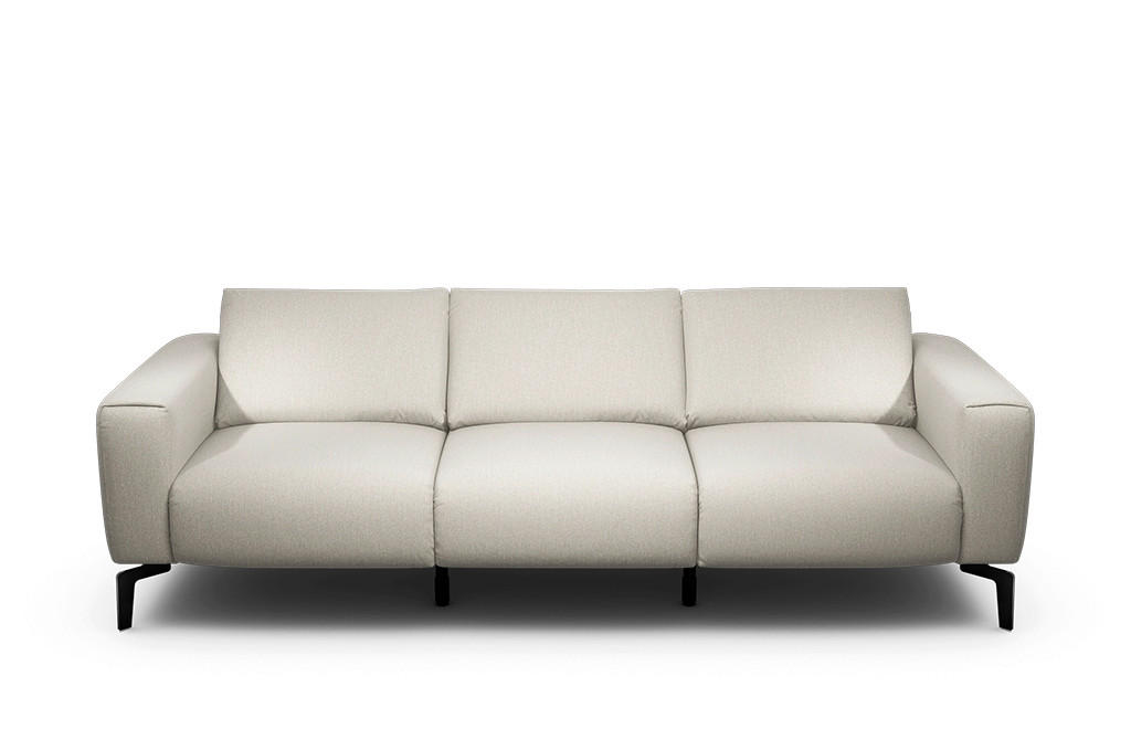 3-SITZER-SOFA Chenille Naturfarben  - Schwarz/Naturfarben, Design, Textil/Metall (250/86/86-94cm) - SENSOO
