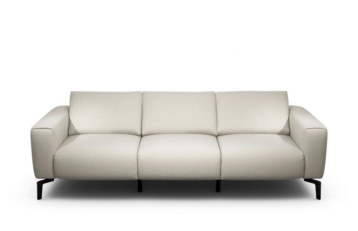 3-SITZER-SOFA Chenille Naturfarben  - Schwarz/Naturfarben, Design, Textil/Metall (250/86/86-94cm) - SENSOO