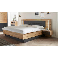 BETTANLAGE 180/200 cm  in Grau, Eichefarben   - Eichefarben/Grau, Design, Holzwerkstoff/Textil (180/200cm) - Rauch Möbel