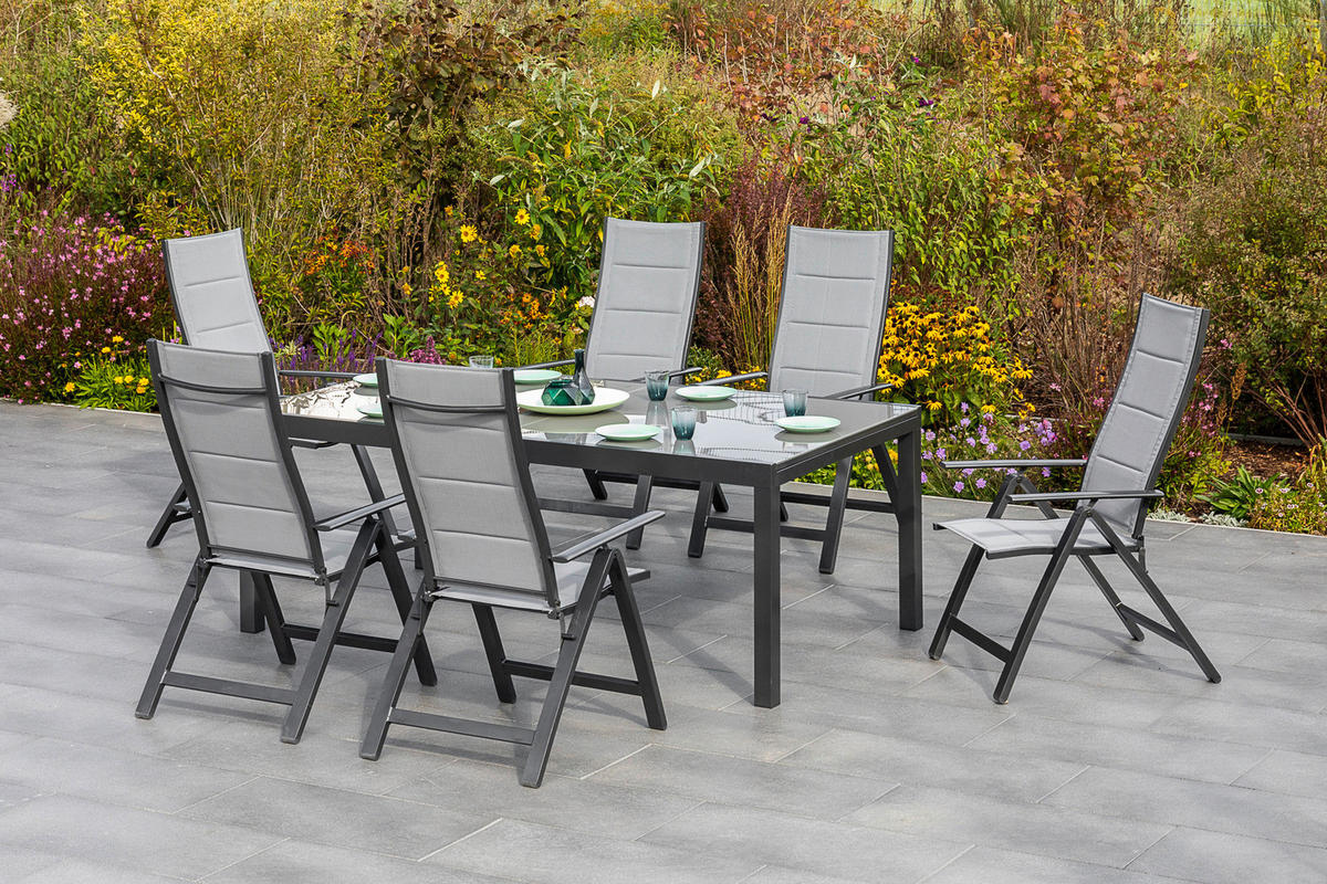 GARTENSET Aluminium  - Graphitfarben/Grau, MODERN, Textil/Metall - Gardenson