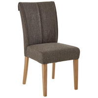 STUHL Jacquard, Flachgewebe Rotbraun Balkeneiche massiv  - Rotbraun/Eichefarben, Natur, Holz/Textil (48/97/60,5cm) - Moderano