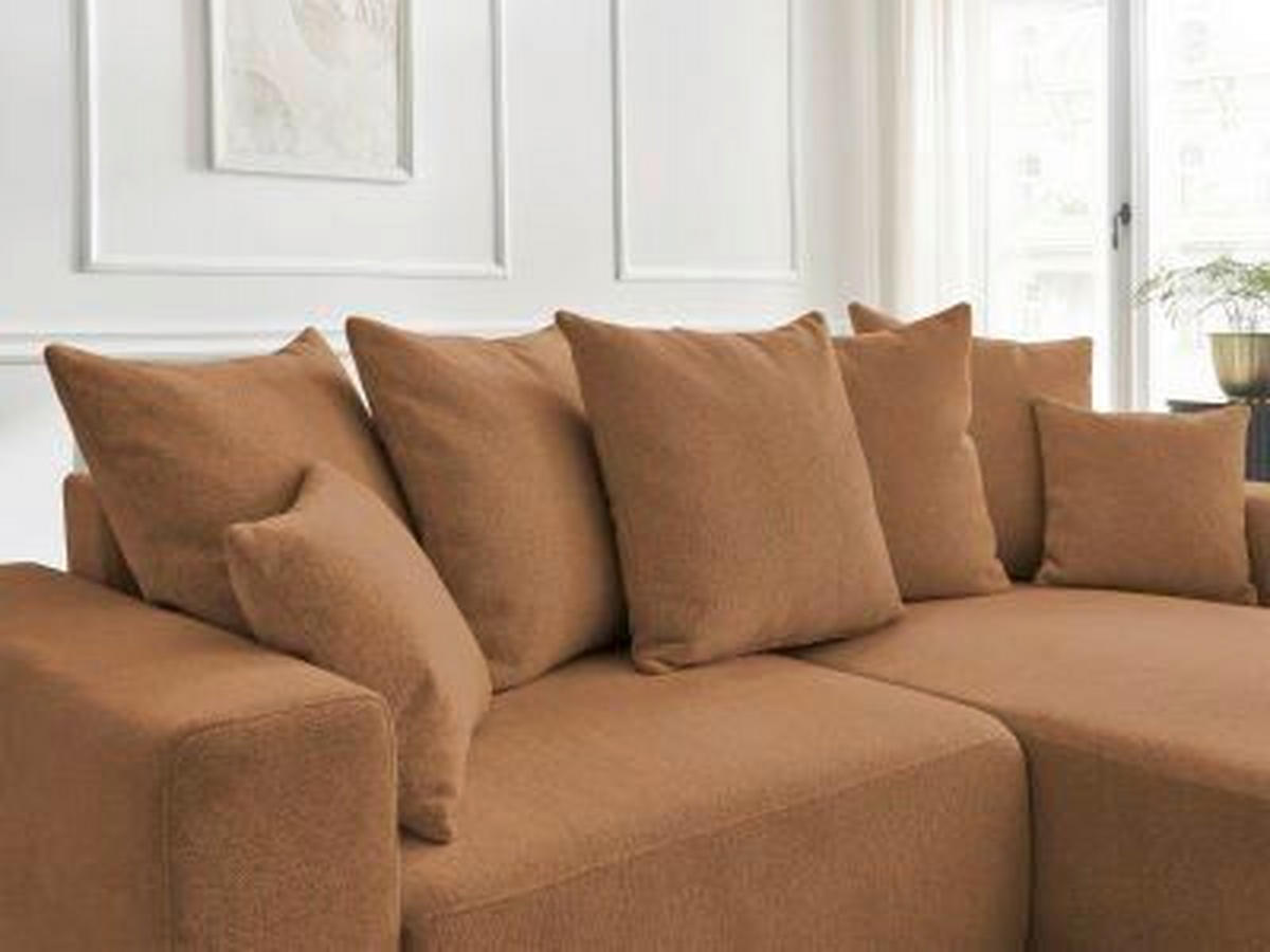 ECKSOFA Ottomane rechts  ATILLA Orange Flachgewebe  - Schwarz/Orange, MODERN, Kunststoff/Textil (244/149cm)