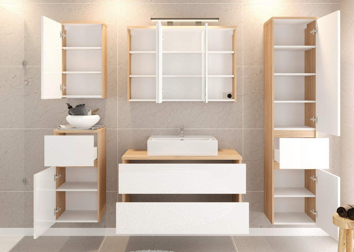 OMARA Z OGLEDALOM 100/70/20 cm  - Basics, steklo/leseni material (100/70/20cm) - Ti'me