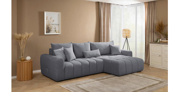 ECKSOFA Dunkelgrau Velours  - Dunkelgrau/Schwarz, KONVENTIONELL, Kunststoff/Textil (298/168cm) - Carryhome