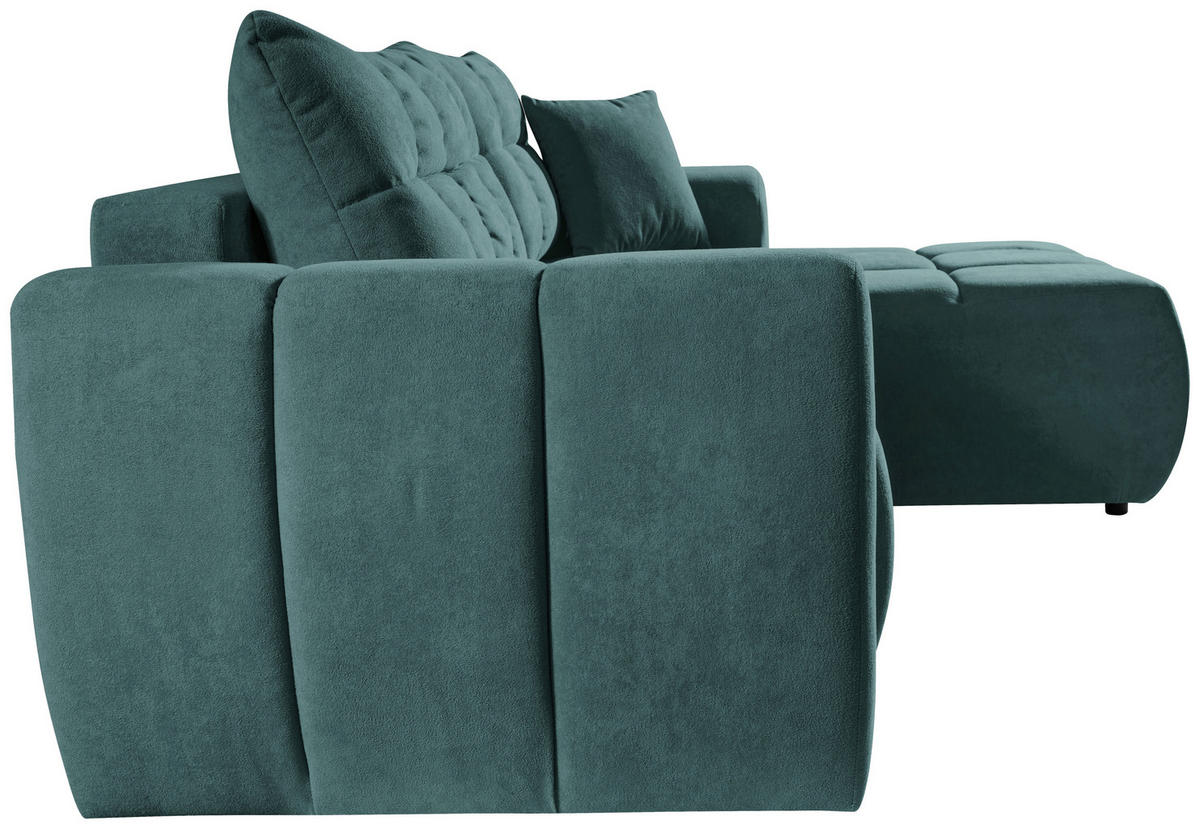 ECKSOFA FERANO Blau Velours  - Blau/Schwarz, Design, Kunststoff/Textil (253/172cm) - Livetastic